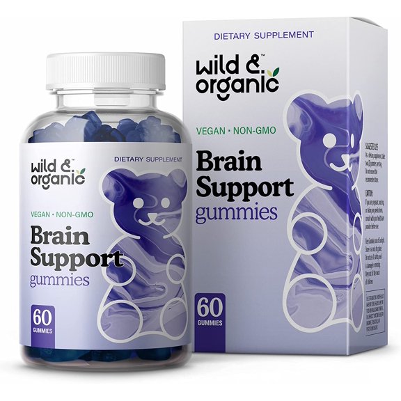 Wild & Organic Brain Support Gummies - Natural Nootropic and Focus Supplement, 60 Ct