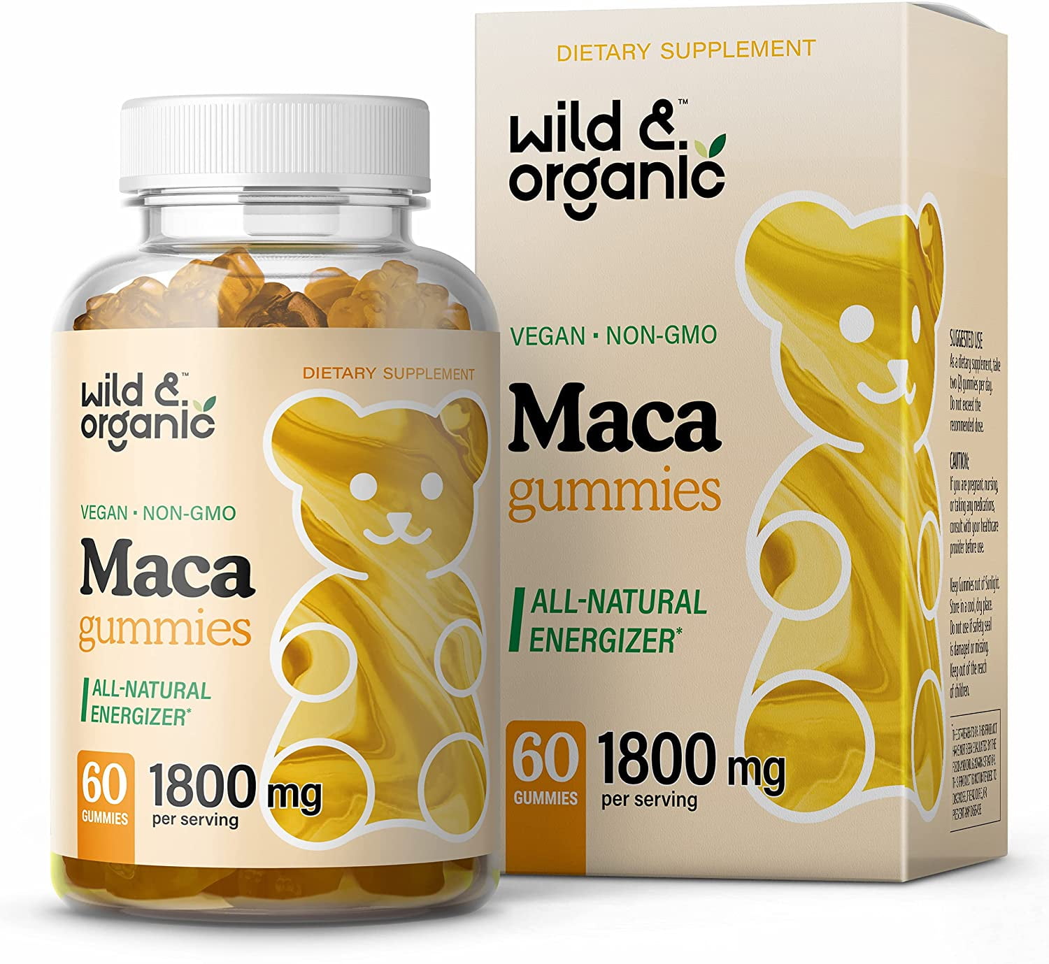 Wild & Organic Maca Gummies - Maca Root Gummies for Energy, Mood Support, 60 Chews