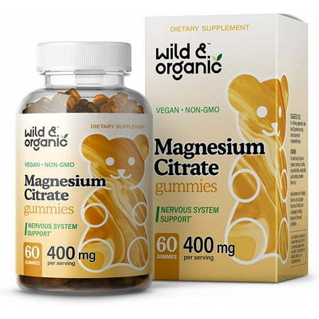 Wild & Organic Magnesium Citrate Gummies for Muscle, Bone, Sleep & Energy Support, 60 ct