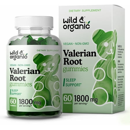 Wild & Organic Valerian Root Gummies - Natural Sleep Support - Apple Flavor 60 Chews
