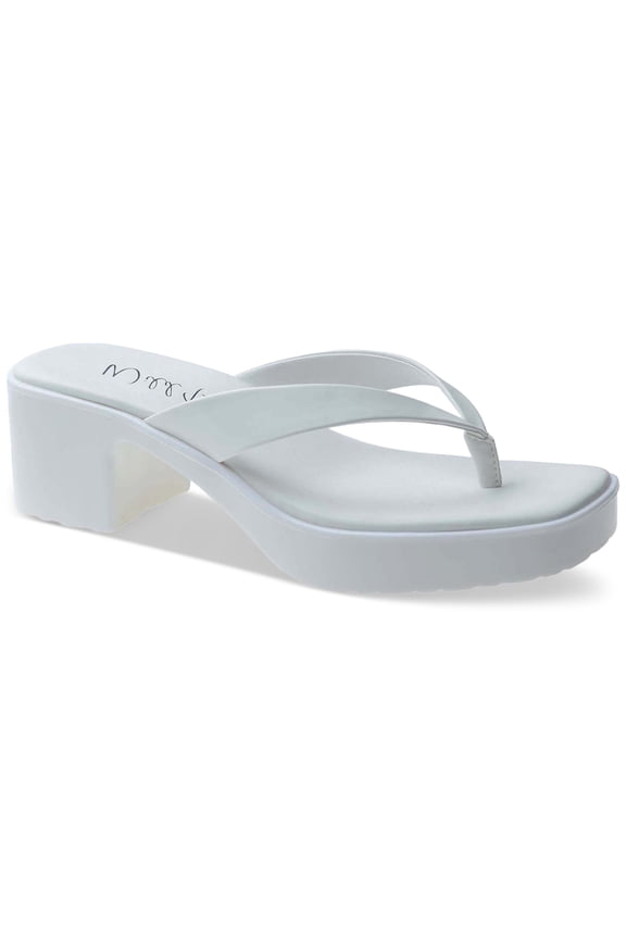 Apolo Slip-On Platform Thong J White Patent 9M