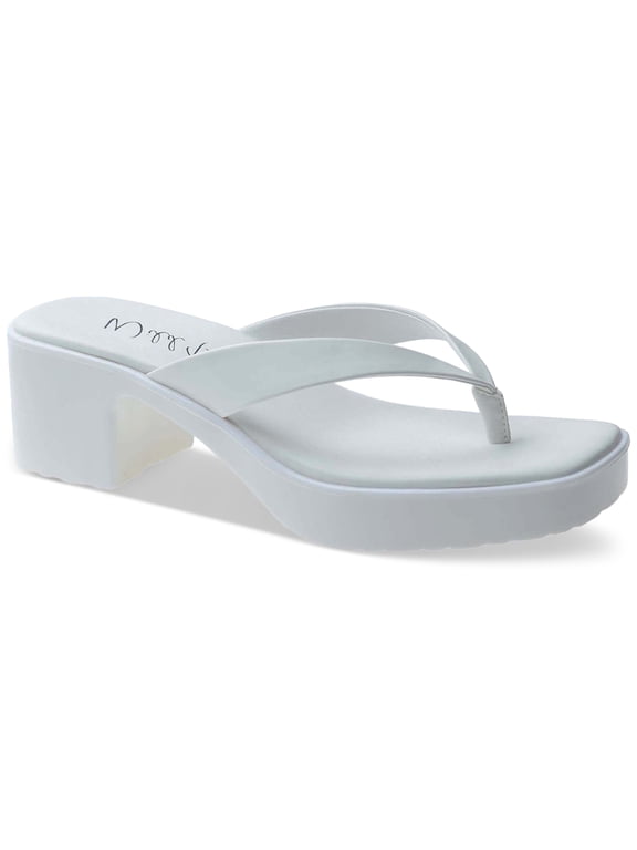Apolo Slip-On Platform Thong J White Patent 9M