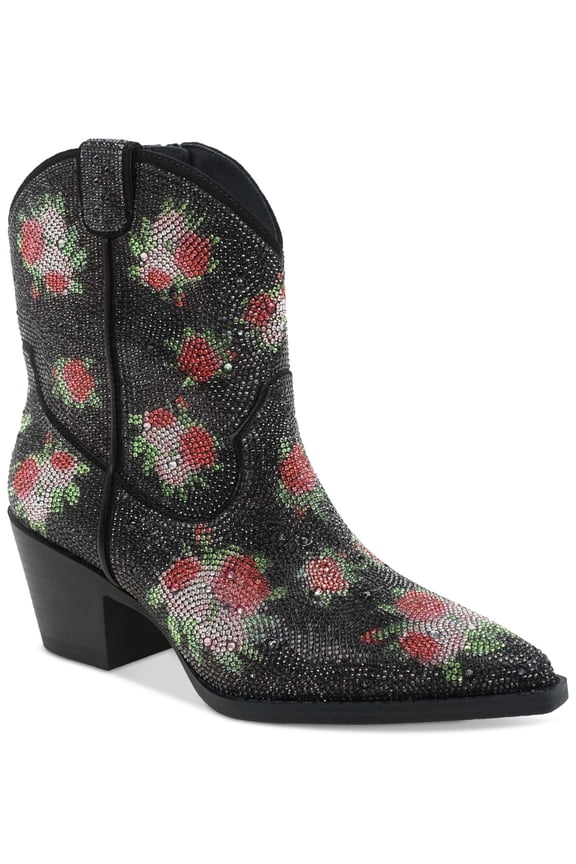 Lacey Booties Black Floral Bling 6M