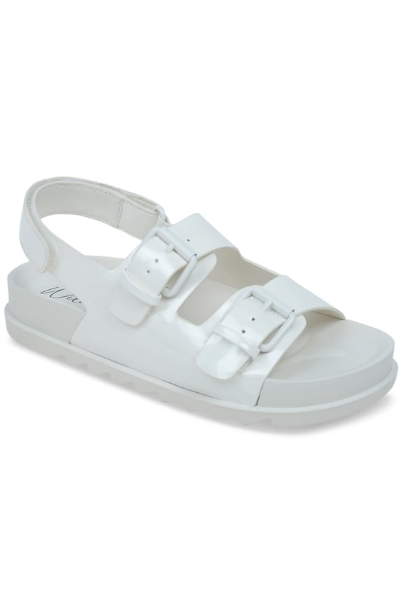 Mystick Buckled Flat Slingback for Women, Bone Patent, Size 11M / Medium