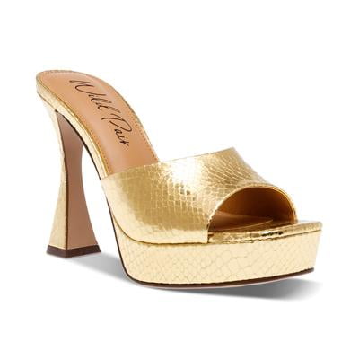 Wild Pair Rajaah Platform Slide Sandals Gold Smooth 5.5M