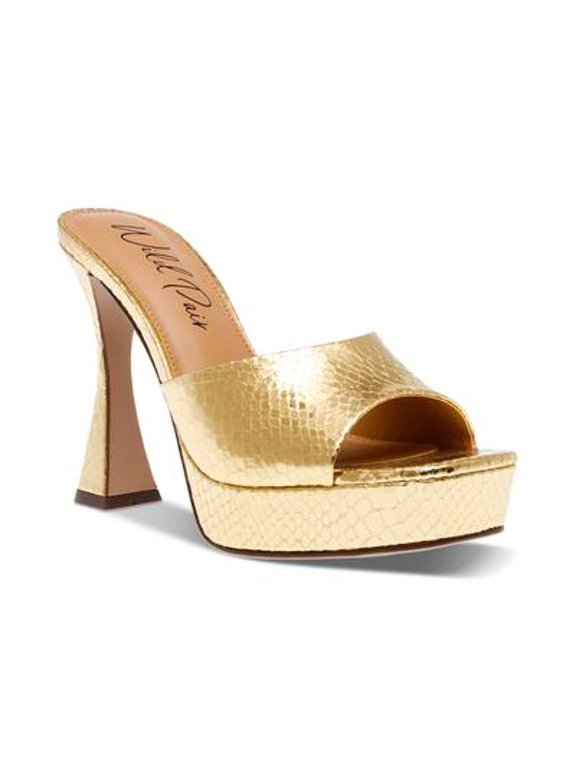 Rajaah Platform Slide Sandals Gold Smooth 5.5M