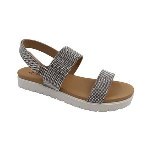 Wild Pair Women's Silver Sallee Sporty Flat Sandals Size 11