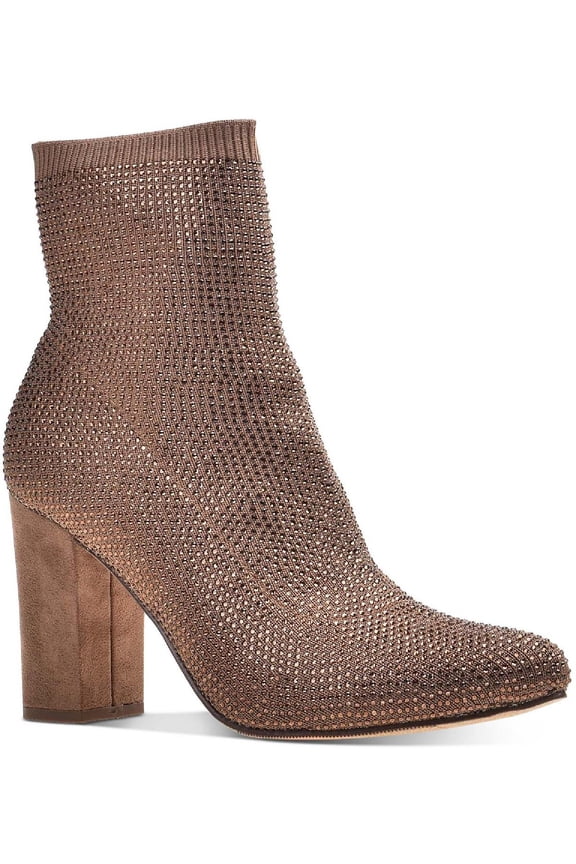 Womens Baybe Rhinestone Block Heel Ankle Boots
