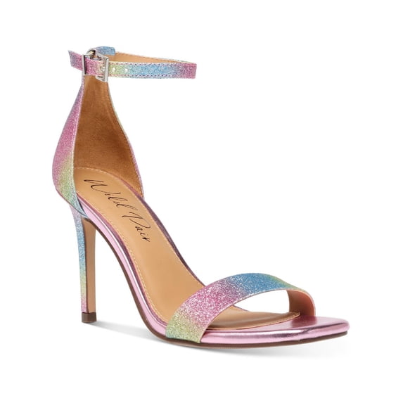 Wild Pair Womens Bethie 2 Glitter Metallic Heel Sandals