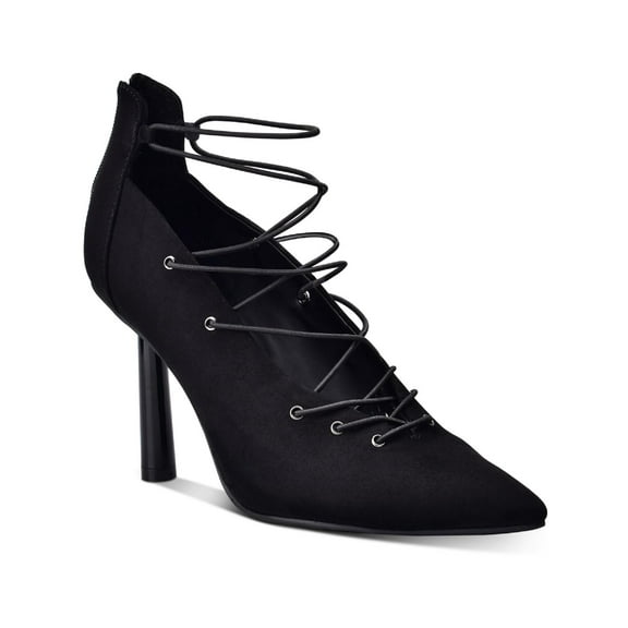 Wild Pair Womens Dezmun Solid Zip-Up Lace-Up Heels
