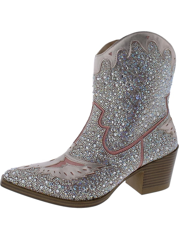 Womens Lourdez Faux Leather Embellished Cowboy, Western Boots