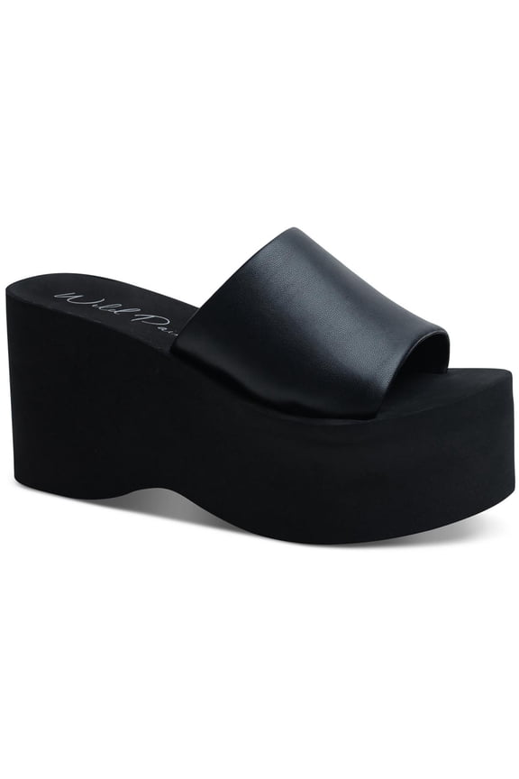 Womens Nylaap Faux Leather Slip On Wedge Sandals