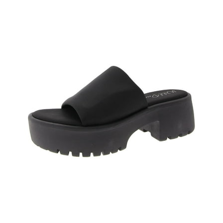 Wild Pair Womens Questt Faux Leather Open Toe Slide Sandals