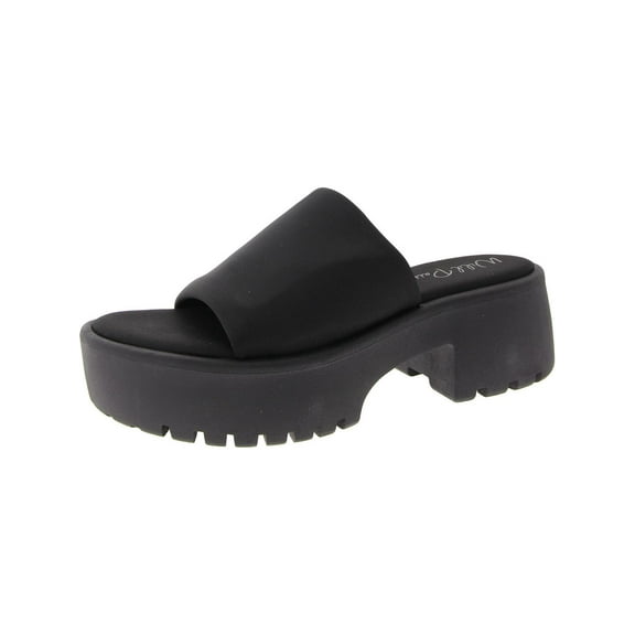 Wild Pair Womens Questt Faux Leather Open Toe Slide Sandals