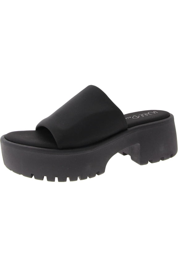Womens Questt Faux Leather Open Toe Slide Sandals