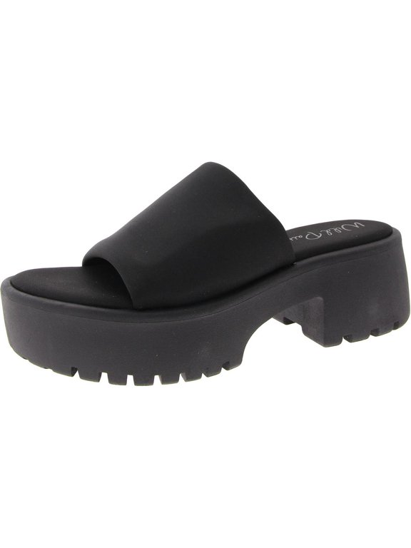 Womens Questt Faux Leather Open Toe Slide Sandals