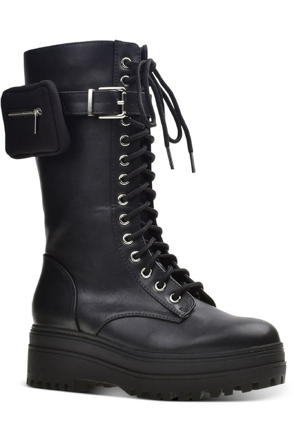 Womens Shanonn Pouch Buckle Combat & Lace-up Boots