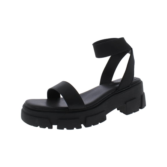 Wild Pair Womens Theodorra Faux Leather Ankle Strap Platform Sandals