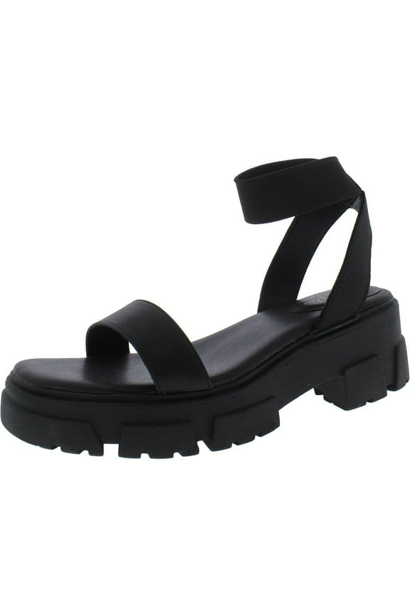 Womens Theodorra Faux Leather Ankle Strap Platform Sandals