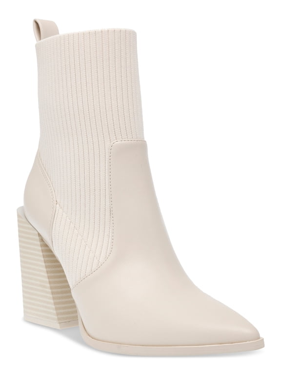 Womens' Trinityy Faux Leather Ankle Booties, Bone Smooth, 11