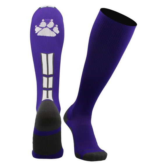 Wild Paw Over the Calf Socks (Purple/White/Graphite, Small)