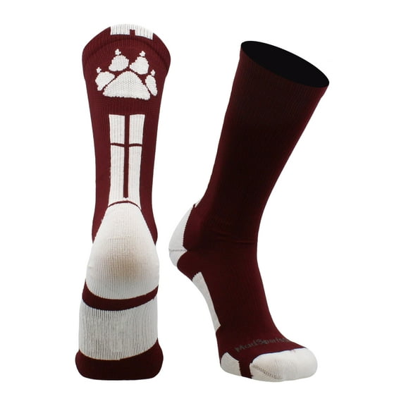 Wild Paws Crew Socks (Maroon/White, Medium)