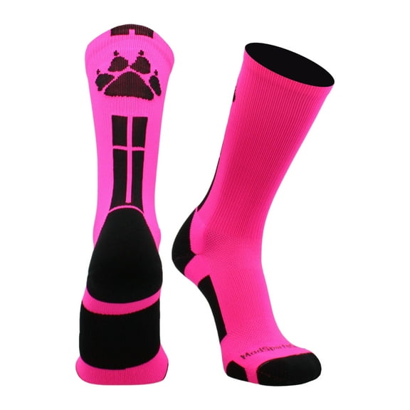 Wild Paws Crew Socks (Neon Pink/Black, Small)