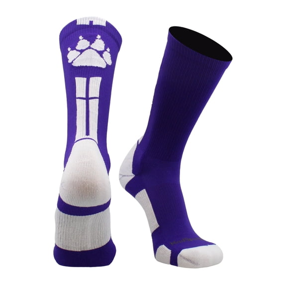 Wild Paws Crew Socks (Purple/White, Small)