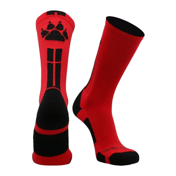 Wild Paws Crew Socks (Scarlet/Black, Large)
