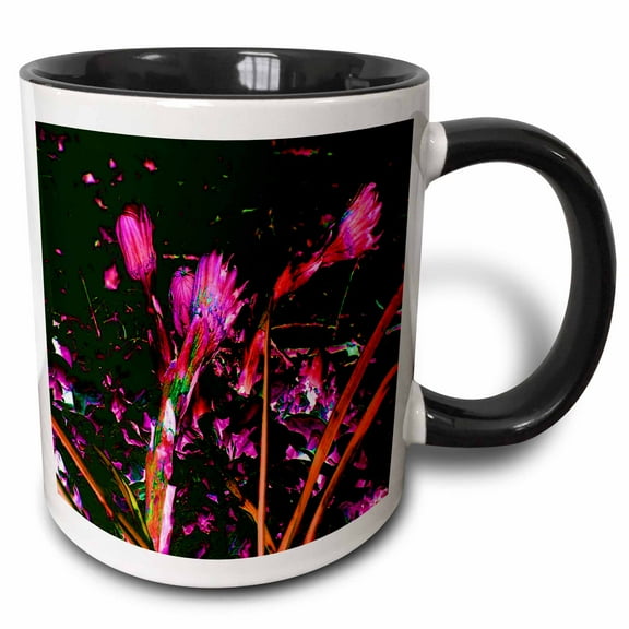3drose, Wild Pink Floral Mirage, 11oz Two-tone Black Mug