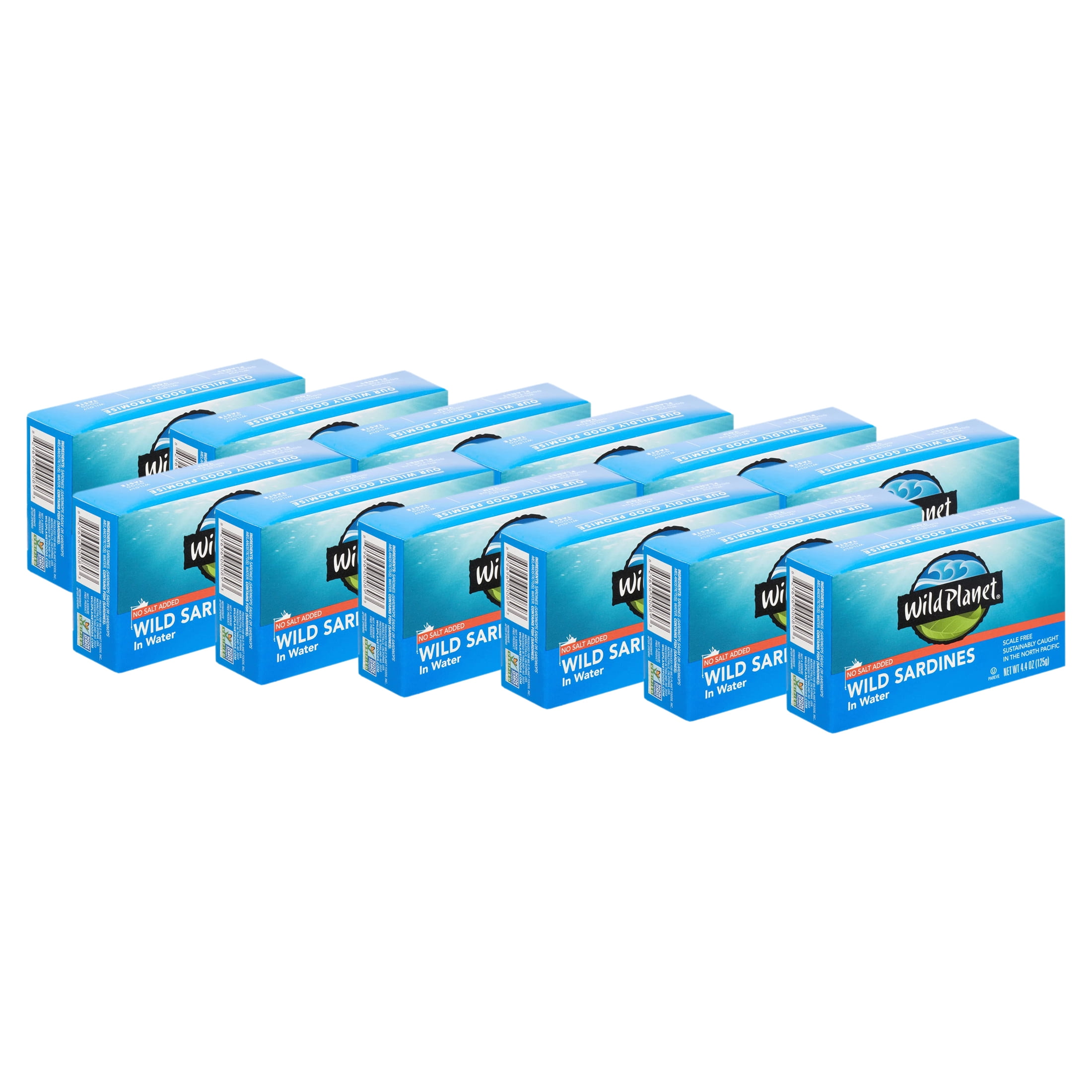 (12 pack) Wild Wild Sardines No Salt in Water, 4.4 oz