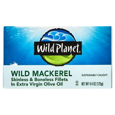 Wild Planet Skinless Boneless Wild Mackerel Fillets in Organic EVOO, 4.4 oz