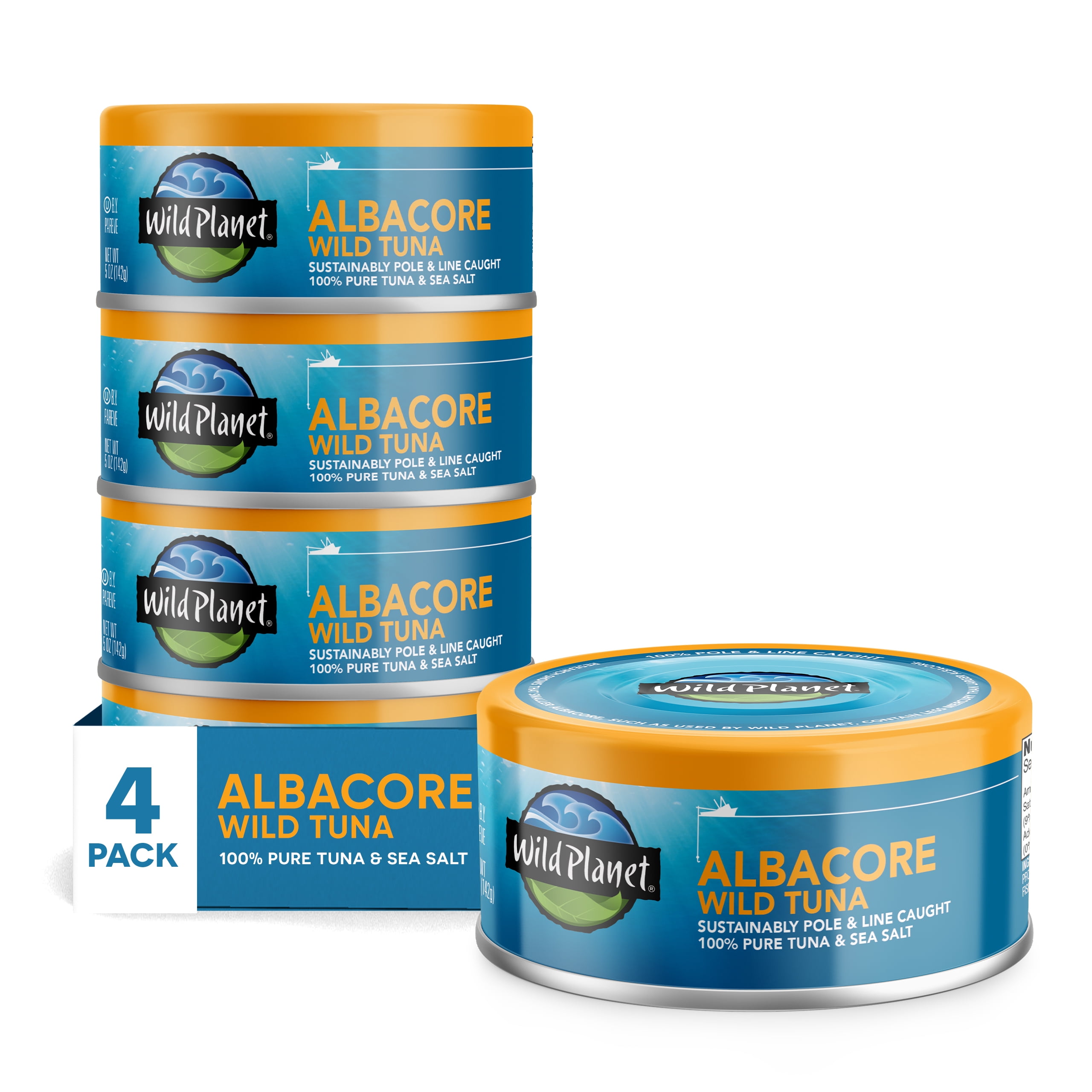 Wild Planet Albacore Wild Tuna with Sea Salt, 5 oz Can (Pack of 4)
