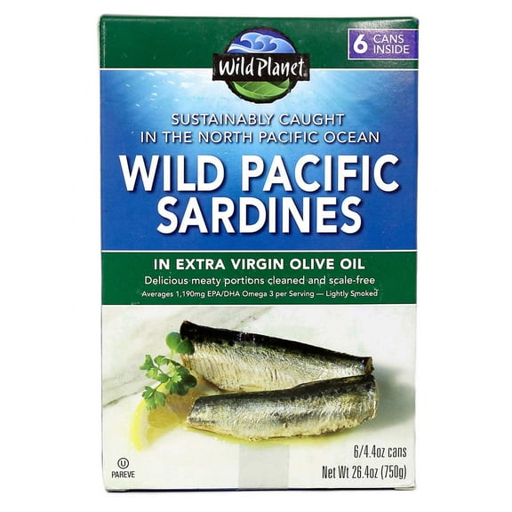 Wild Planet Wild Pacific Sardines in Extra Virgin Olive Oil 4.4 Ounce (6 Count)