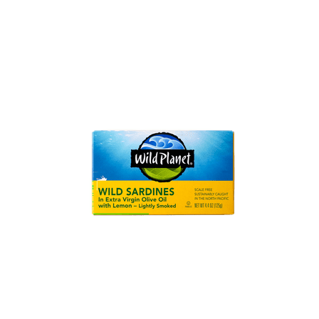 Wild Planet Wild Sardines in Extra Virgin Olive Oil with Lemon, Lightly Smoked, 4.4 oz Can