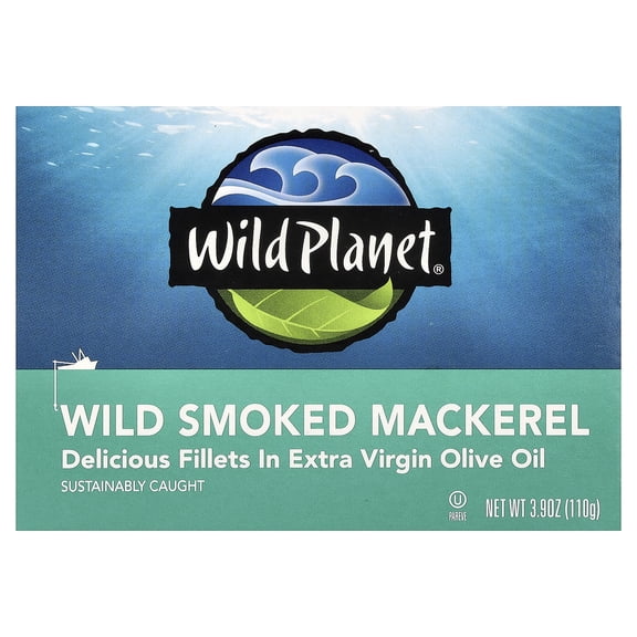 Wild Planet Wild Smoked Mackerel In Extra Virgin Olive Oil, 3.9 oz (110 g)