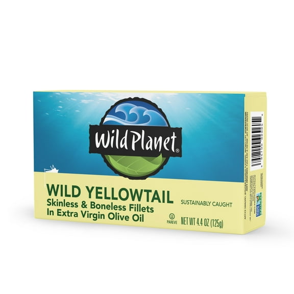 Wild Planet Yellowtail Fillets Skinless Boneless in Extra Virgin Olive Oil, 4.4 oz Can