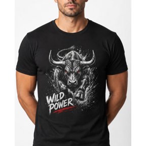 Wild Power Charging Bull Graphic T-Shirt Gym Tee Unisex Strength Gift