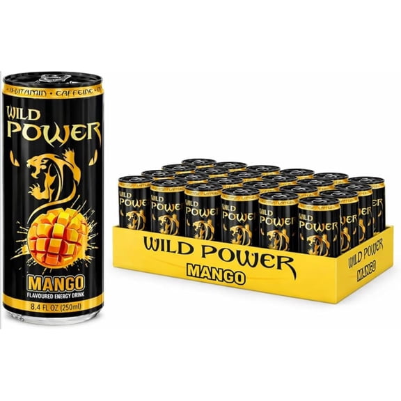 Wild Power Mango Energy Drink with a Hint of Passion Fruit, 8.4 fl oz (250 mL) Slim Cans, 24 Pack