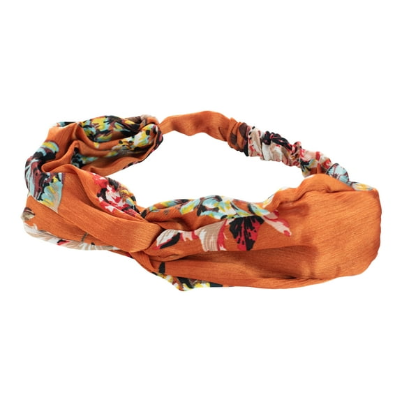 Wild Primrose by Scunci Twisted Fashion Headwrap for Day or Evening Glam in Coral Print, 1ct