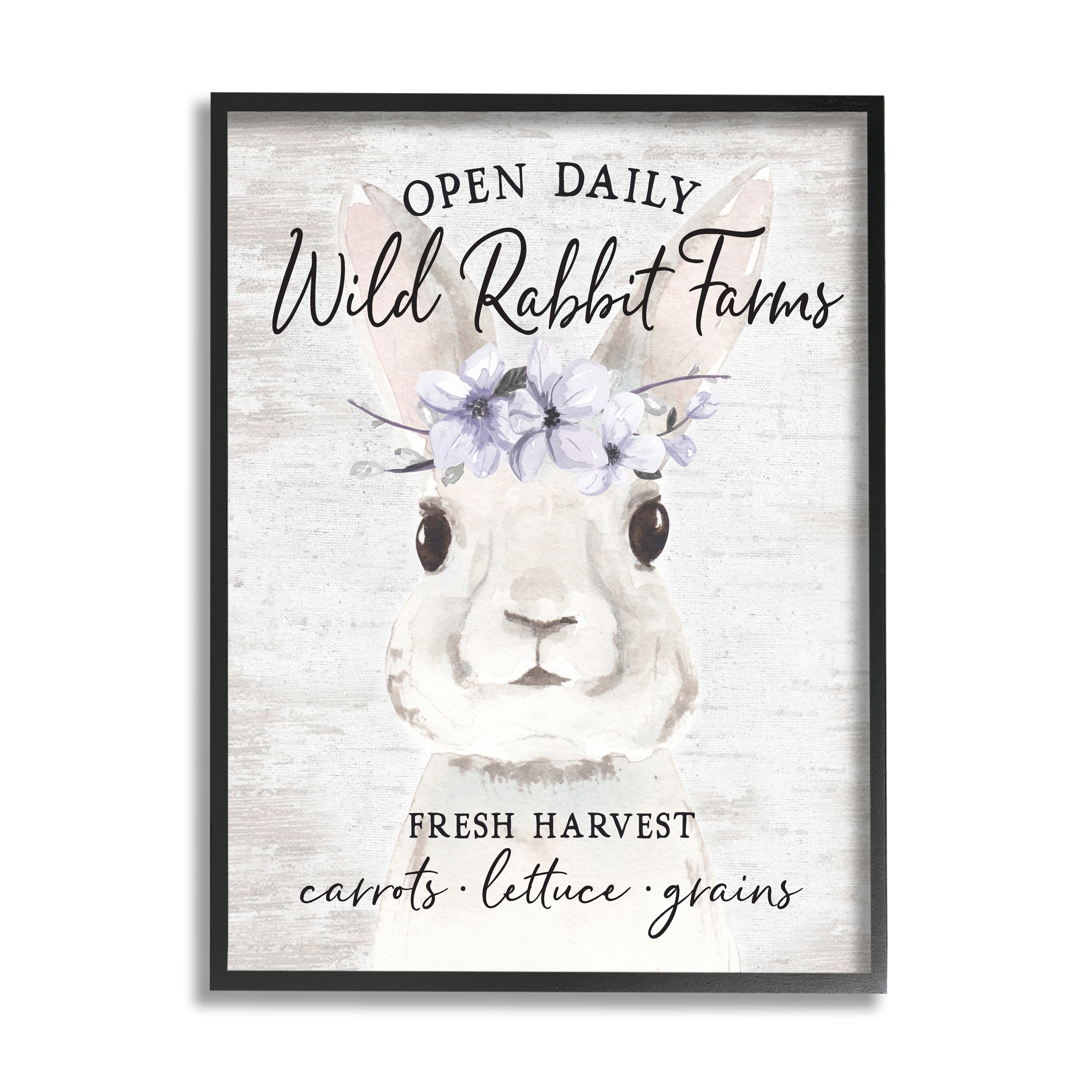 Wild Rabbit Farms Weathered Floral Crown Sign Animals & Insects Graphic Art Framed Art Print Wall Art