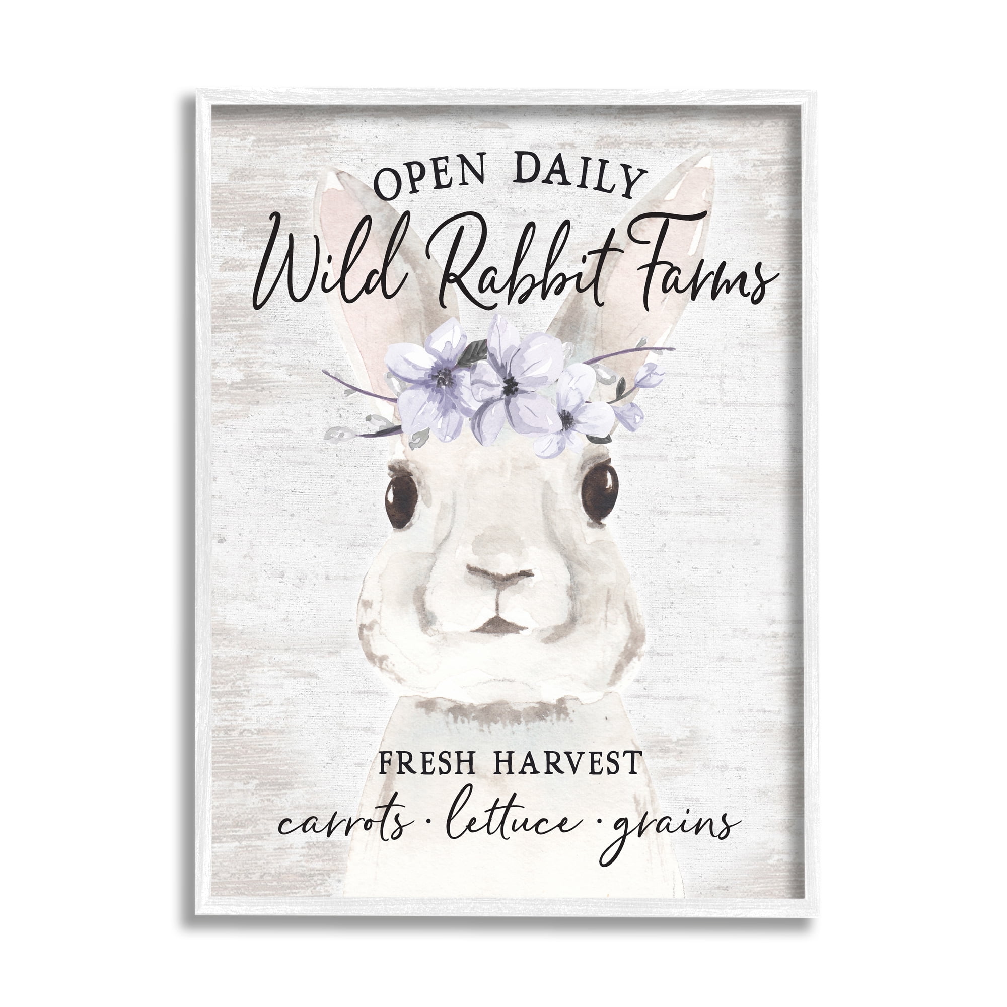 Wild Rabbit Farms Weathered Floral Crown Sign Animals & Insects Graphic Art Framed Art Print Wall Art