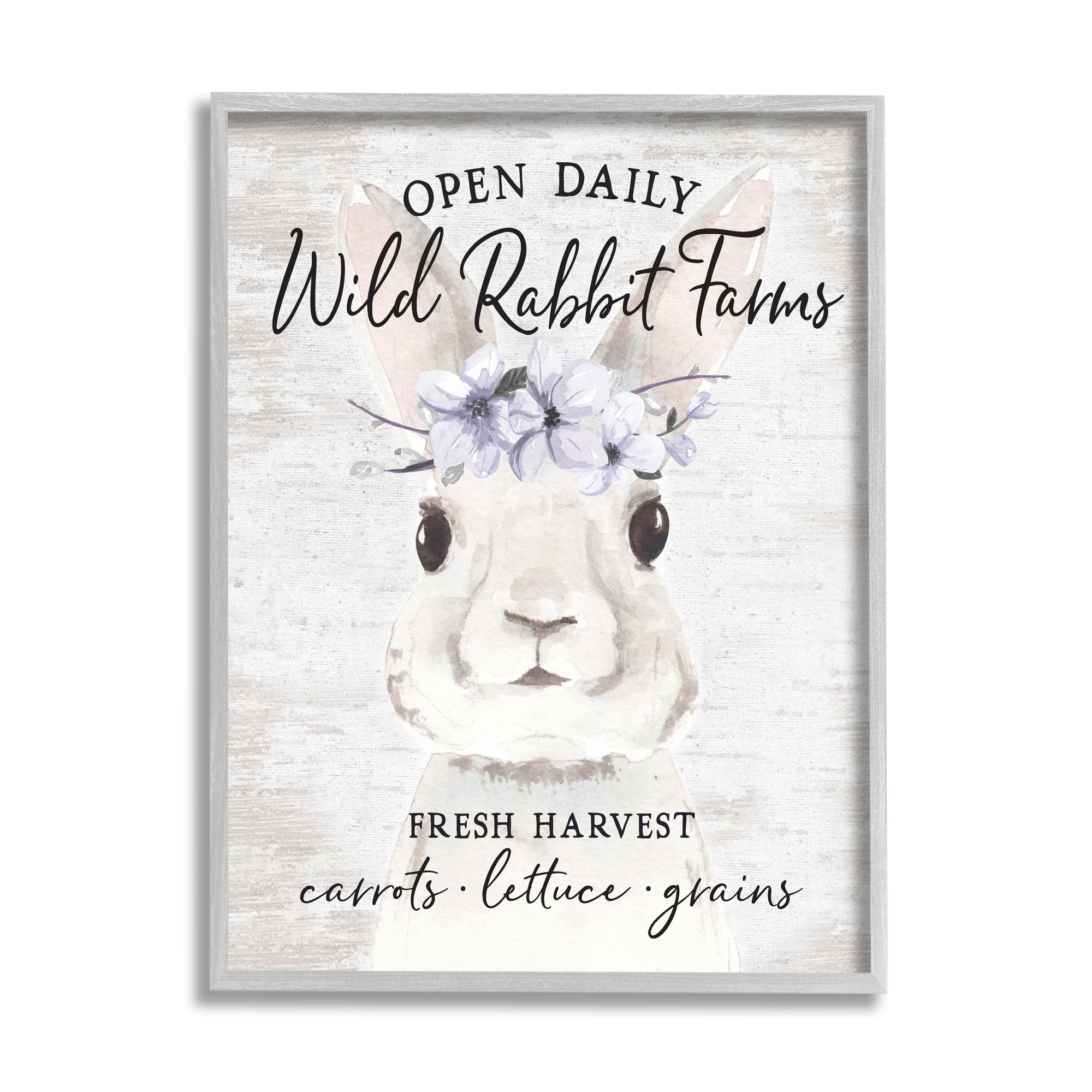 Wild Rabbit Farms Weathered Floral Crown Sign Animals & Insects Graphic Art Framed Art Print Wall Art