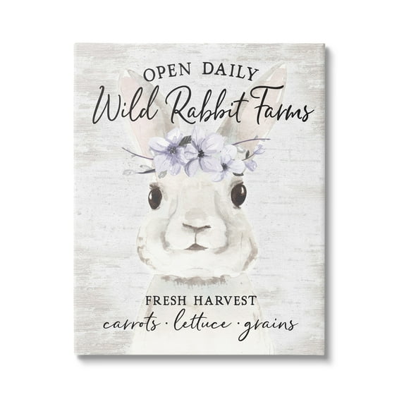 Wild Rabbit Farms Weathered Floral Crown Sign Animals & Insects Graphic Art Gallery-Wrapped Canvas Print Wall Art