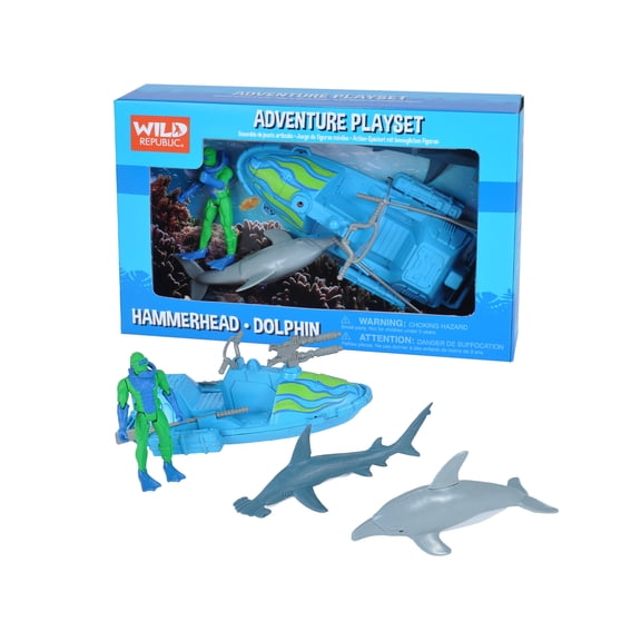 Wild Republic Adventure Box Set Shark Figurines, 4 Pieces