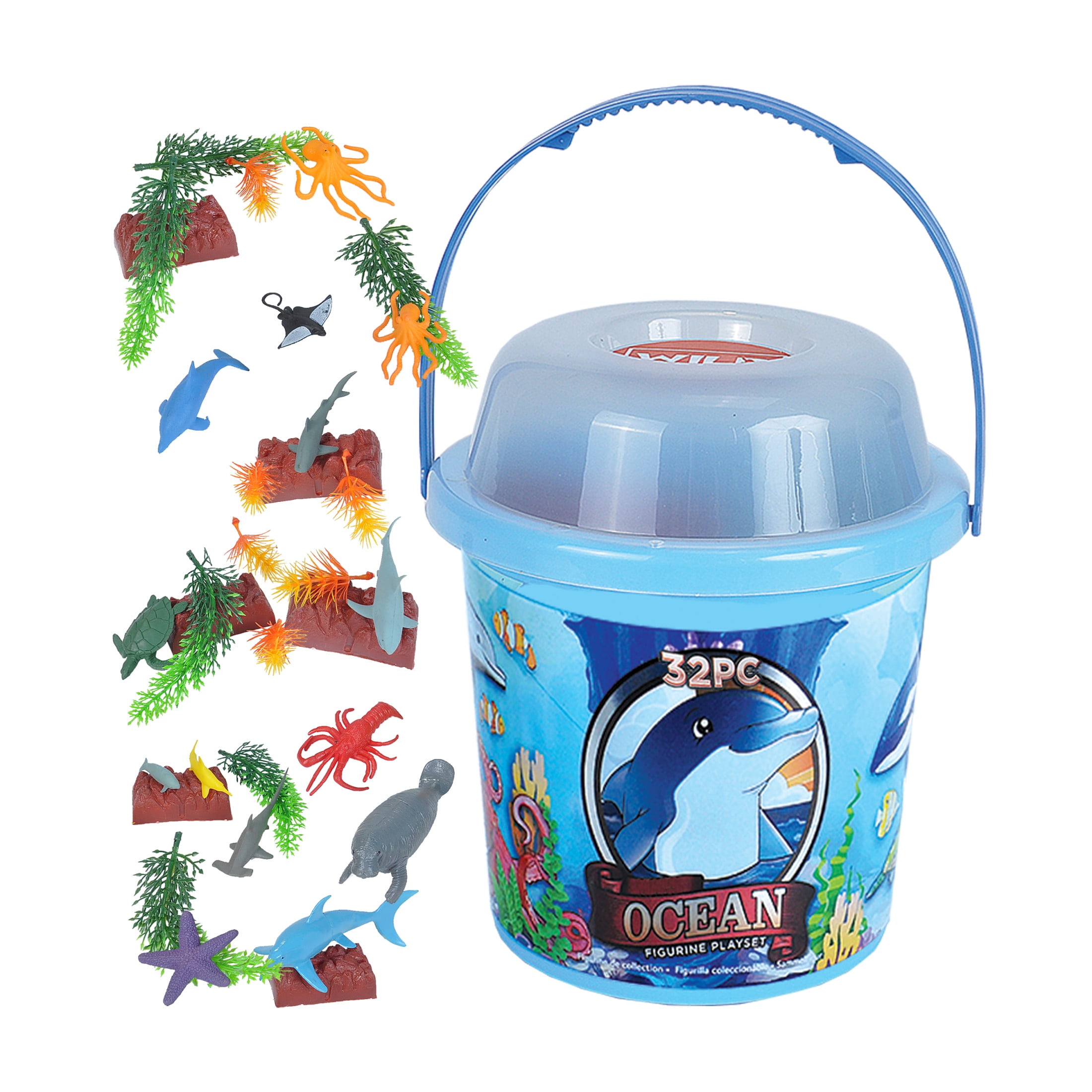 Ocean Adventure 32-Piece Blue Plastic Figurine Set