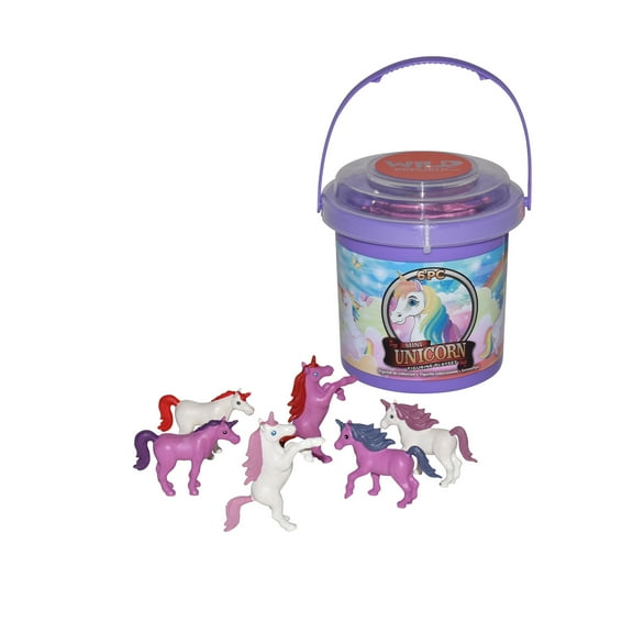 Wild Republic Bucket Mini Unicorn Figurines, 6 Pieces
