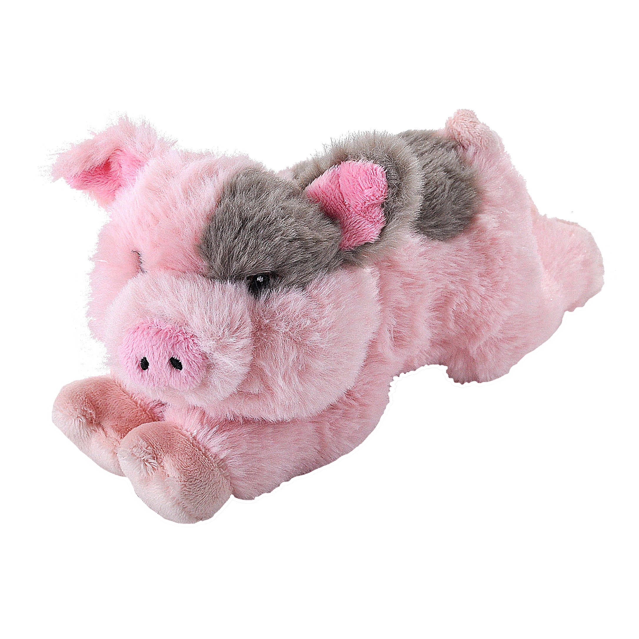 Eco-Friendly Pink and Gray Plush Pig Stuffed Animal, 8 Inches
