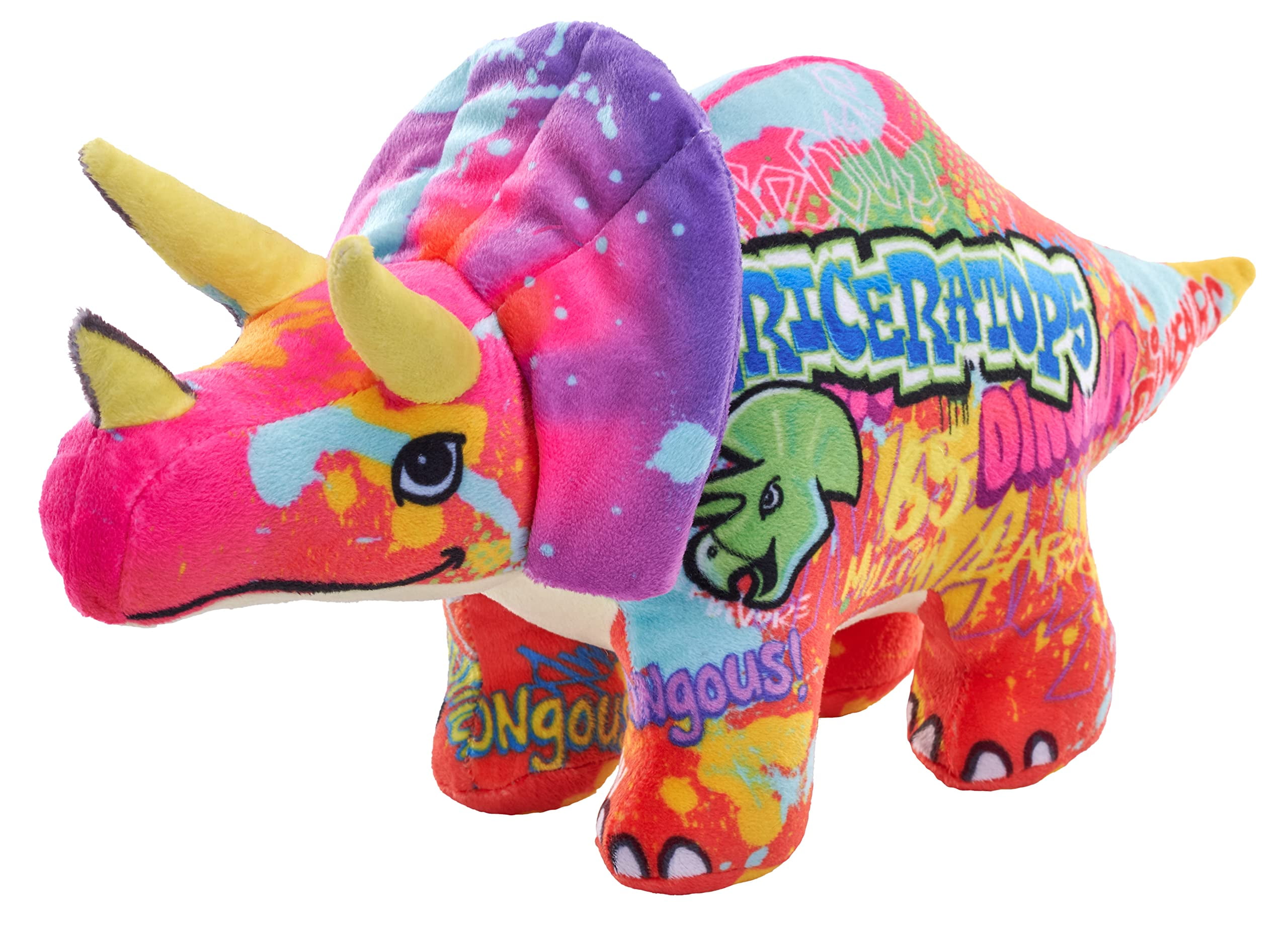 Wild Republic Graffiti Dino, Triceratops, Gift for Kids, Plush Toy