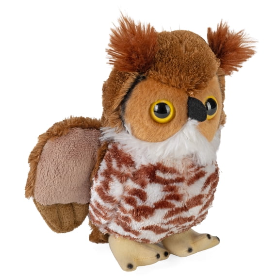 Wild Republic Great Horned Owl, Stuffed Animal, Plush Toy, Gifts for Kids, Hug'Ems 7 Inches